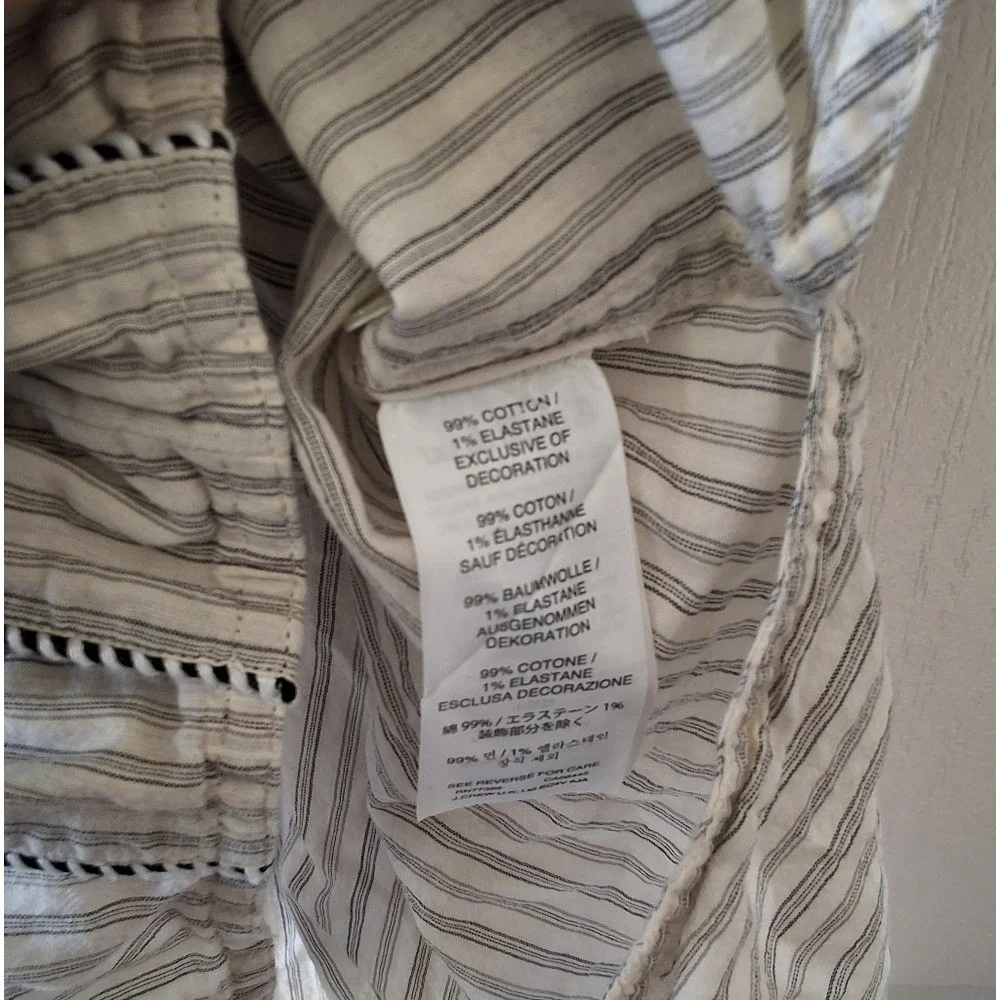 J. CREW Women 2 Long Sleeves Striped Pintuck‎ Cotton Tunic Blouse Casual Coastal